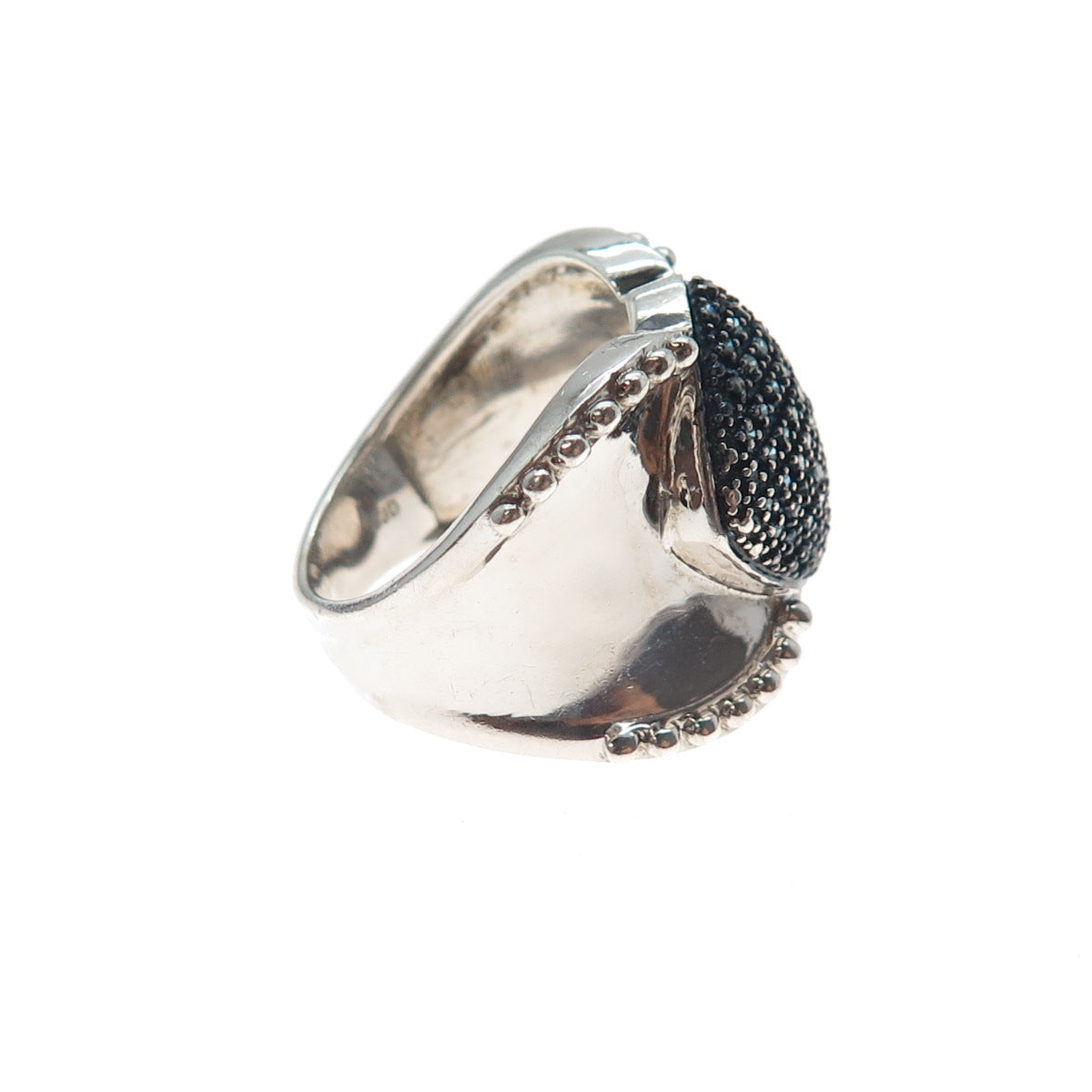 SAMARA SJD 925 Sterling Silver Real Blue Diamond Crisscross Ring Size 6