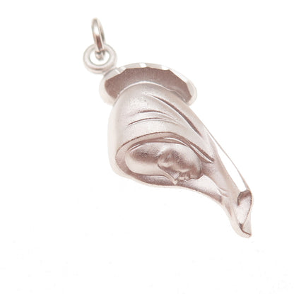 925 Sterling Silver Vintage St. Mary Religious Charm Pendant