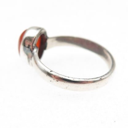 925 Sterling Silver Vintage Real Cabochon Agate Oxidized Ring Size 6.5