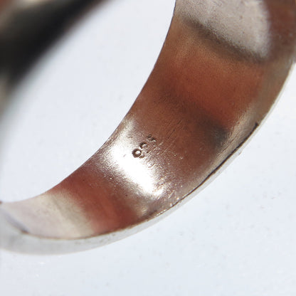 925 Sterling Silver Vintage Real Amber Modernist Oxidized Ring Size 6.25