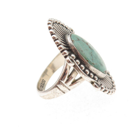 Old Pawn Sterling Silver Vintage Southwestern Tyrone Turquoise Ring Size 5