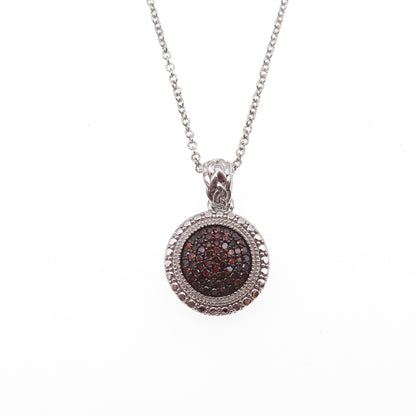 Joseph Schmid 925 Sterling Silver Real Red Diamond Cable Chain Necklace 18"