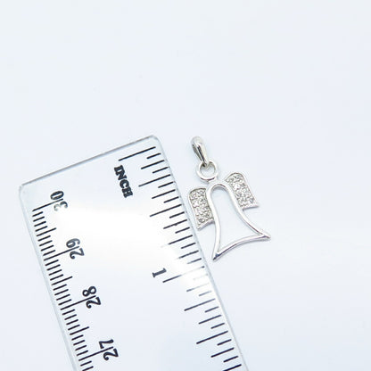 925 Sterling Silver Real White Diamond Angel Charm Pendant