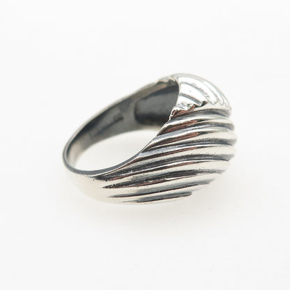 925 Sterling Silver Vintage Modernist Ribbed Oxidized Ring Size 5.5
