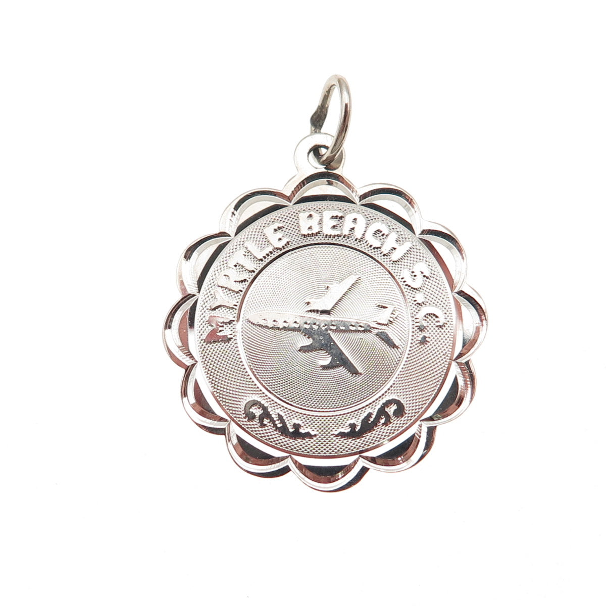CREA 925 Sterling Silver Vintage Myrtle Beach SC Airplane Charm Pendant