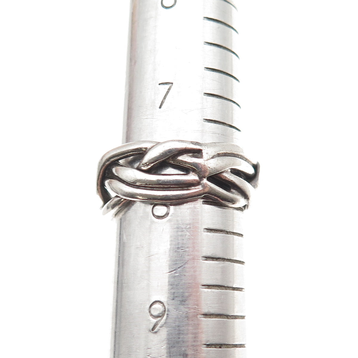 925 Sterling Silver Vintage Mexico Modernist Woven Oxidized Band Ring Size 8