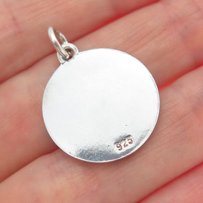 925 Sterling Silver Vintage Enamel Splash Flower Charm Pendant