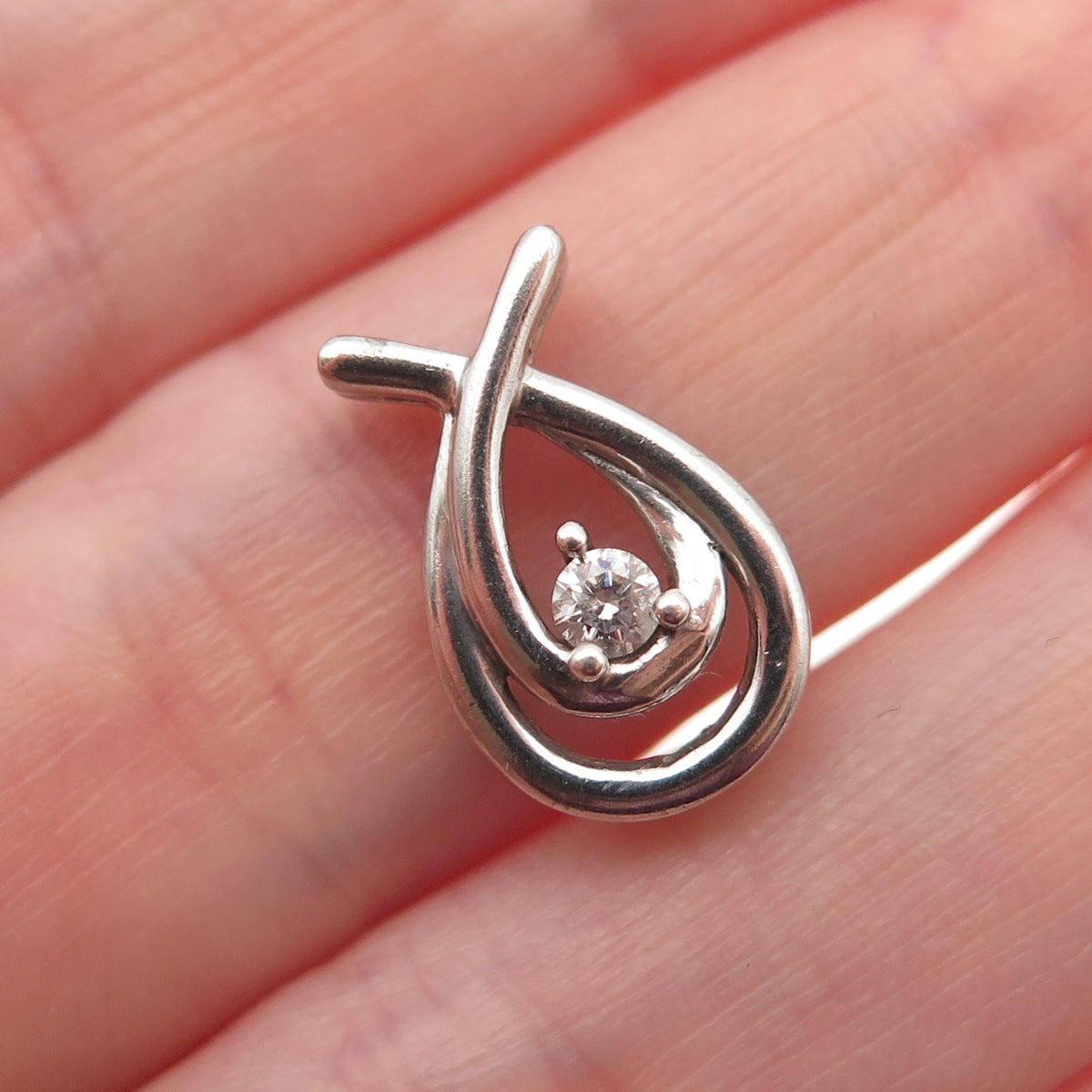 KENDRA SCOTT 925 Sterling Silver Real Diamond Teardrop Mini Slide Charm Pendant