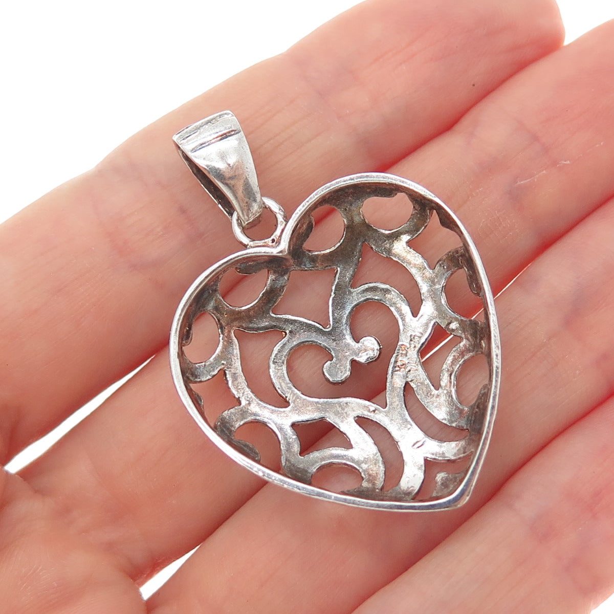 MILOR 925 Sterling Silver Vintage Italy Ornate Heart Charm Pendant