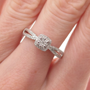 Sun 925 Sterling Silver Real Round-Cut Diamond Engagement Ring Size 7