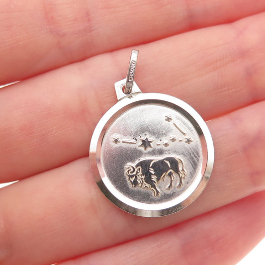 Krementz 925 Sterling Silver Vintage Taurus Zodiac Sign Charm Pendant
