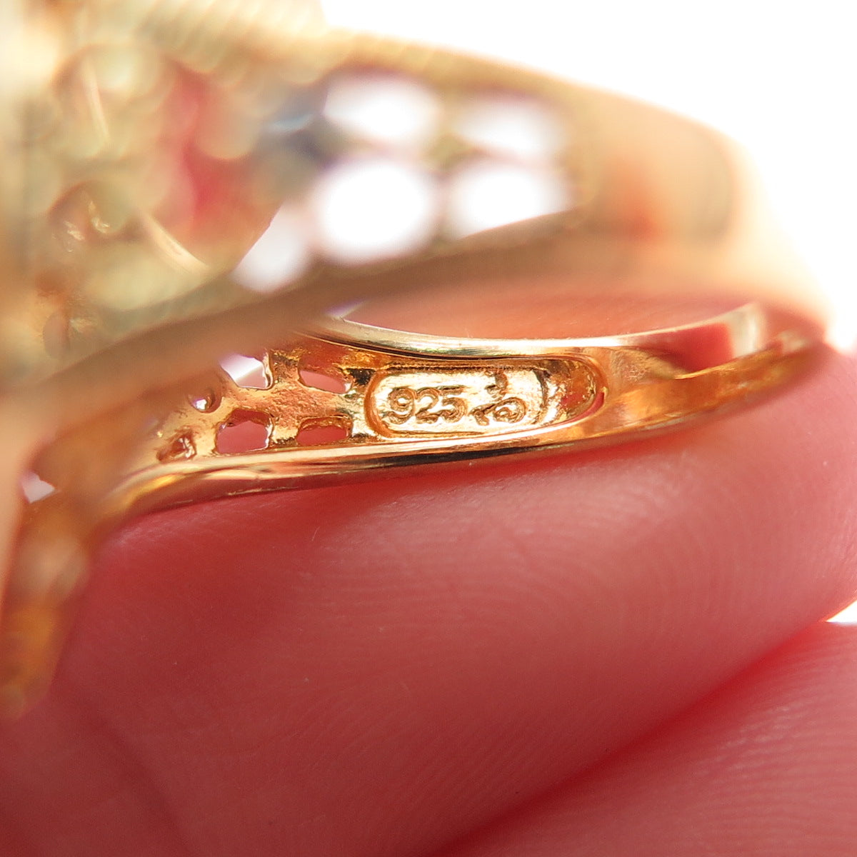 925 Sterling Silver Gold Plated Round-Cut C Z Snowflake Ring Size 5