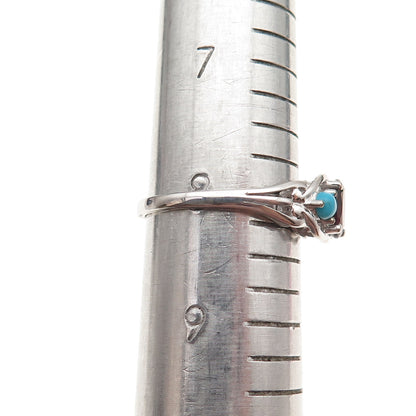 Chuck Clemency 925 Sterling Silver Real Turquoise & Red Garnet Ring Size 8.25