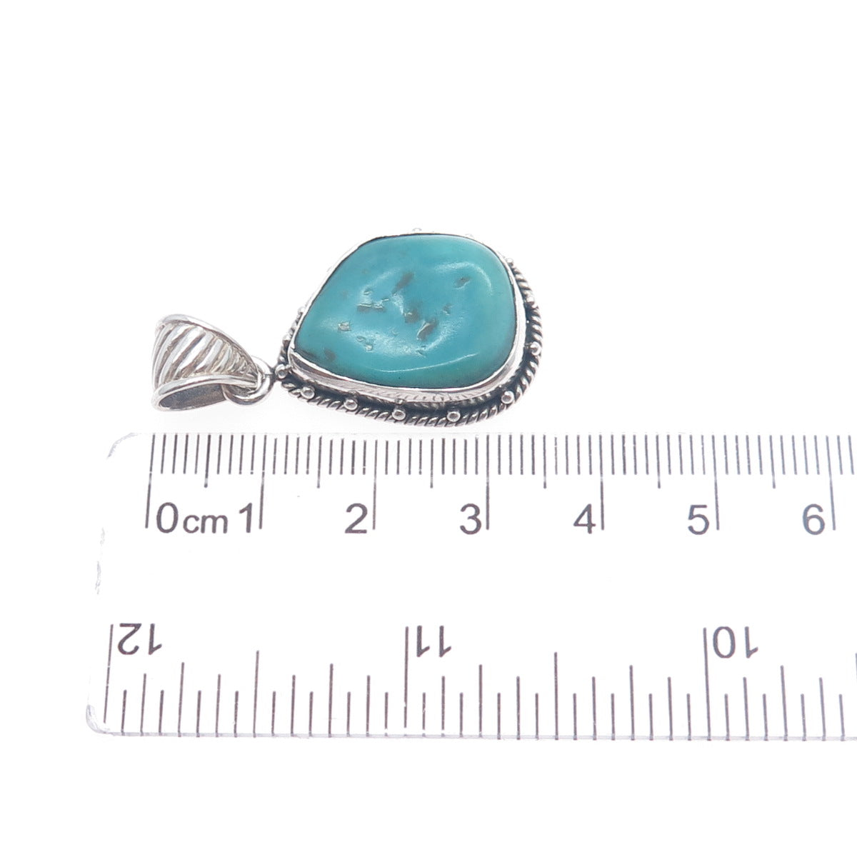 925 Sterling Silver Vintage Real Tyrone Turquoise Charm Pendant