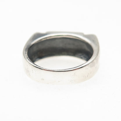 925 Sterling Silver Vintage Greek Maze Oxidized Ring Size 7