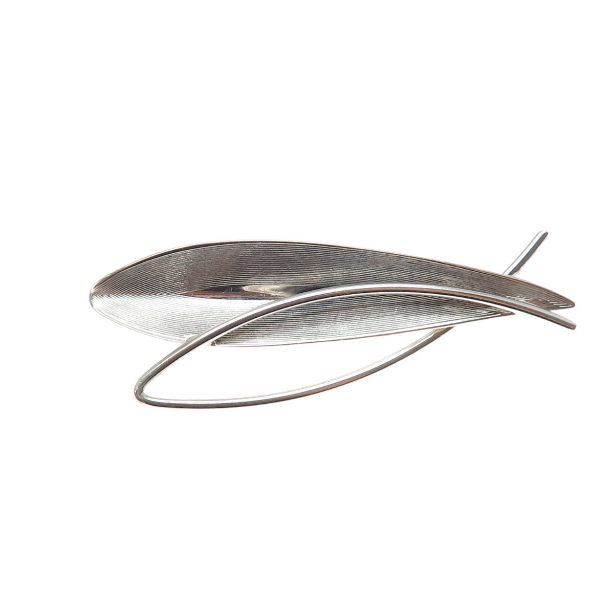 BEAU 925 Sterling Silver Vintage Modernist Floral Pin Brooch