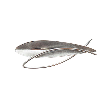 BEAU 925 Sterling Silver Vintage Modernist Floral Pin Brooch