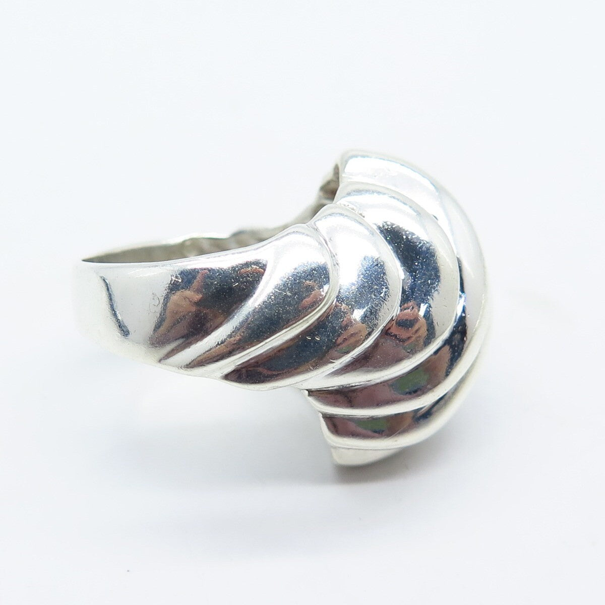 925 Sterling Silver Vintage Ribbed Ring Size 6.5