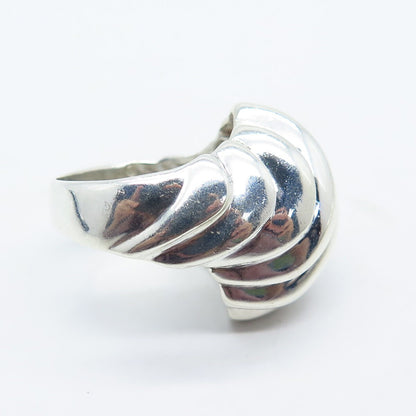 925 Sterling Silver Vintage Ribbed Ring Size 6.5