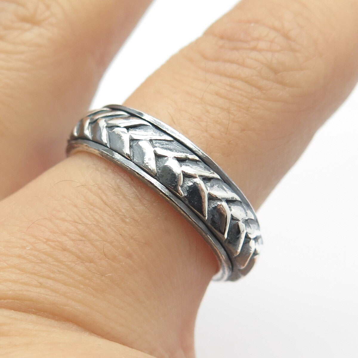 925 Sterling Silver Vintage Braided Band Ring Size 9