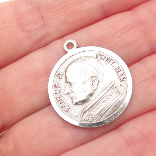 800 Silver Vintage Rome Italy Pope Paul VI St. Peter's Basilica Charm Pendant