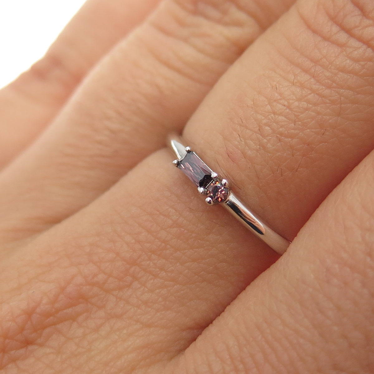 BOMB PARTY 925 Sterling Silver Smoky C Z Stackable Ring Size 7.25