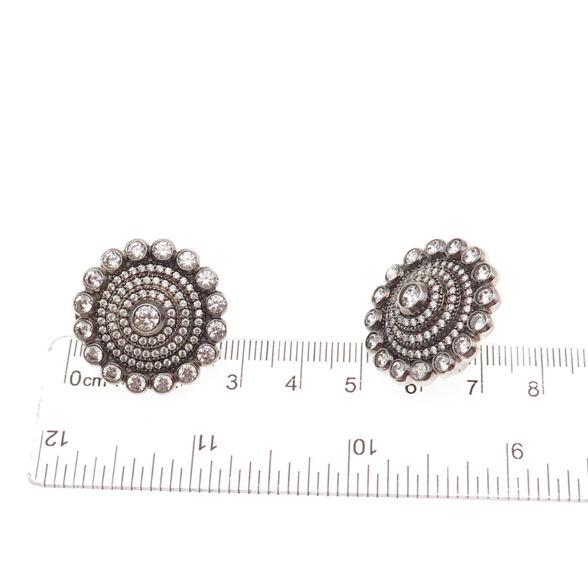 925 Sterling Silver Round-Cut C Z Sparkle Earrings