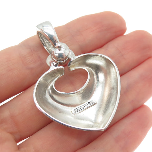 ESPO SIG Joseph Esposito Sterling Silver Vintage Modernist Heart Charm Pendant