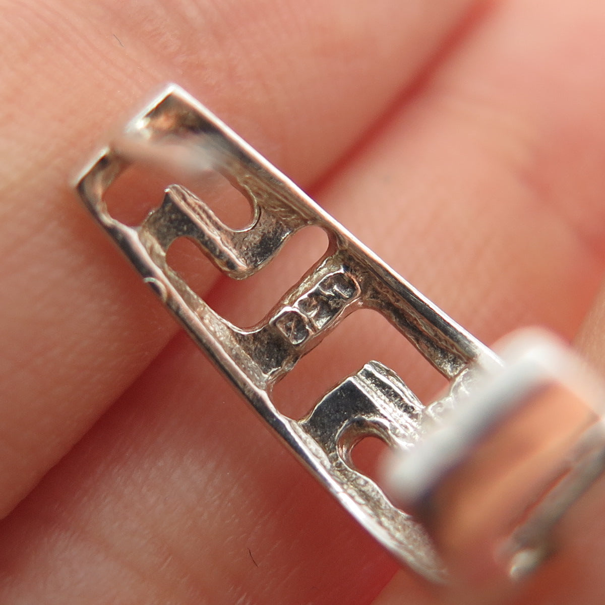 925 Sterling Silver Vintage Greek Key Hoop Earrings