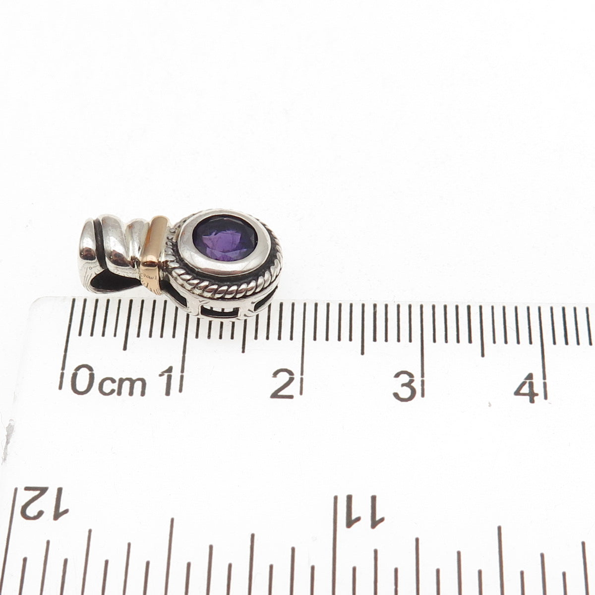 Ross Simons 925 Sterling Silver 14K Gold Real Amethyst Mini Charm Pendant