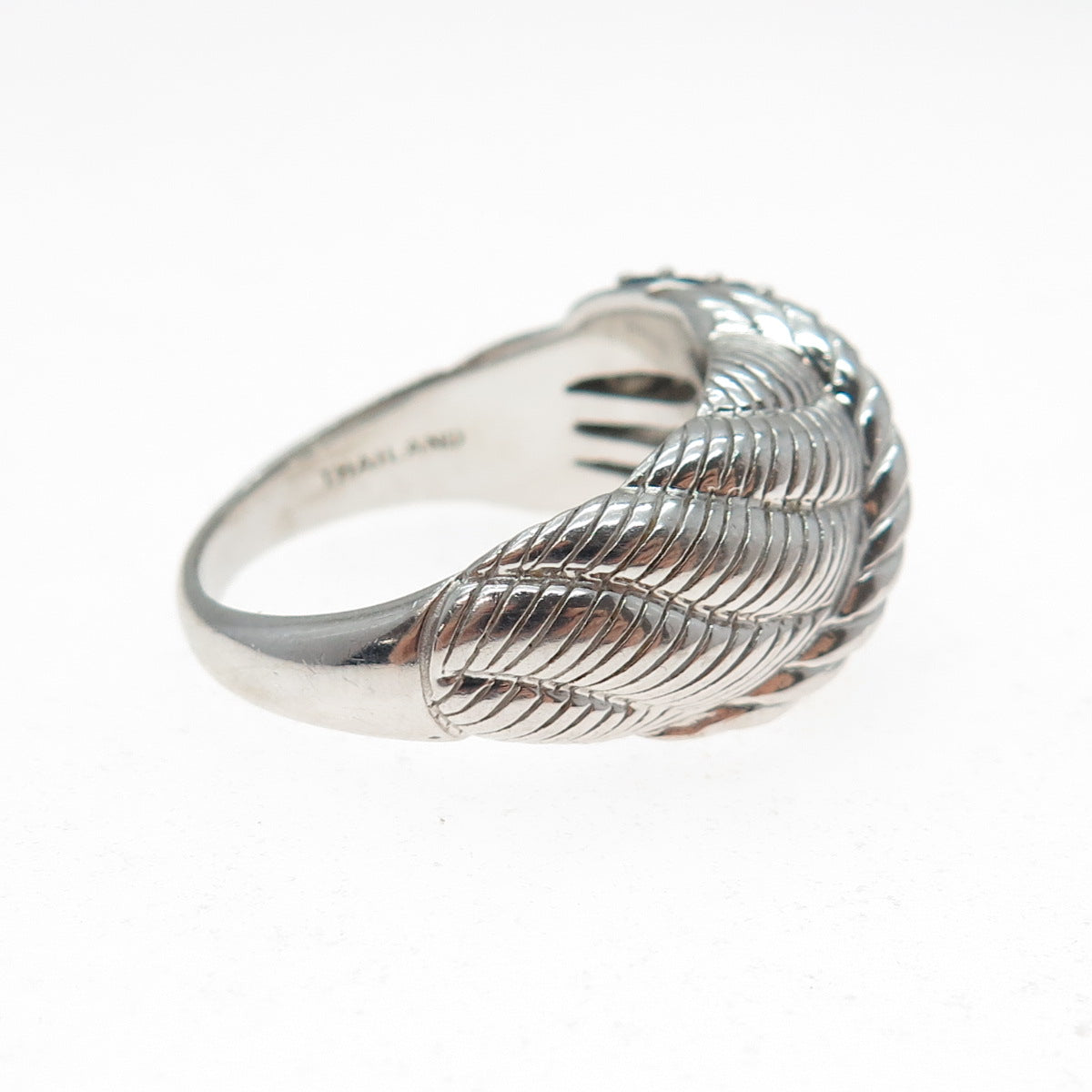 JUDITH RIPKA 925 Sterling Silver Real Round-Cut Sapphire Roped Ring Size 10.25