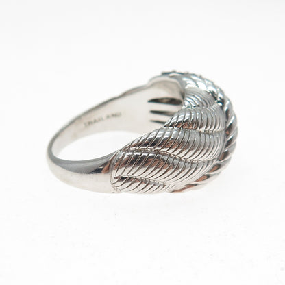 JUDITH RIPKA 925 Sterling Silver Real Round-Cut Sapphire Roped Ring Size 10.25