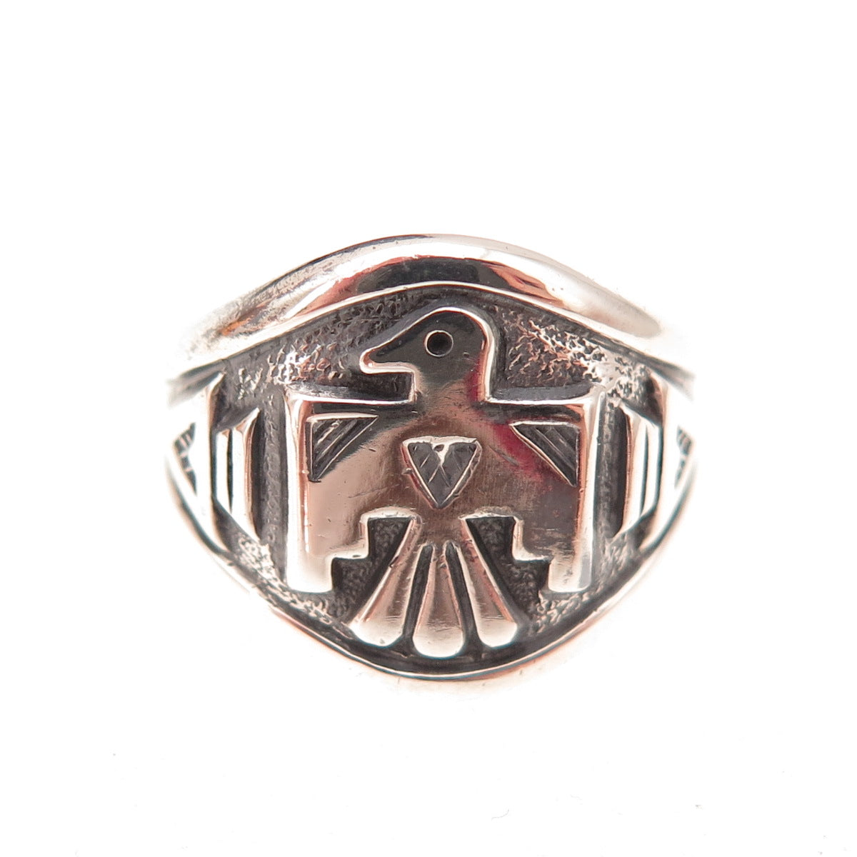 Bell Trading Post Old Pawn Sterling Silver Vintage Thunderbird Ring Size 4.75