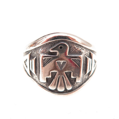 Bell Trading Post Old Pawn Sterling Silver Vintage Thunderbird Ring Size 4.75