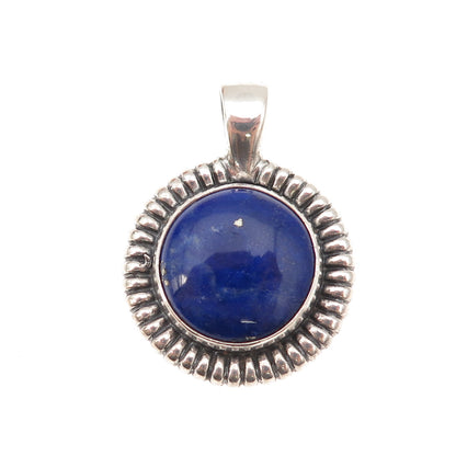 Shube 925 Sterling Silver Vintage Real Lapis Sun Oxidized Pendant