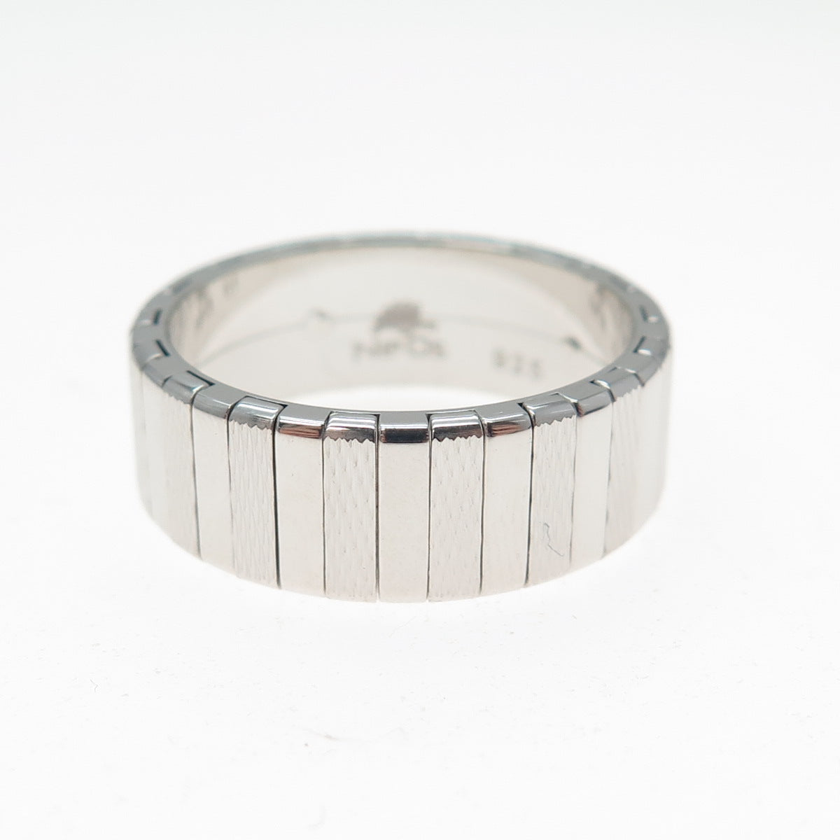 NEOS 925 Sterling Silver Textured Ribbed Band Ring Size 10.25