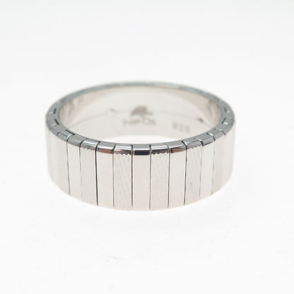 NEOS 925 Sterling Silver Textured Ribbed Band Ring Size 10.25