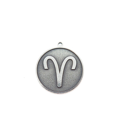 TOKEMOTI 925 Sterling Silver Aries Zodiac Sign Oxidized Minimalist Charm Pendant