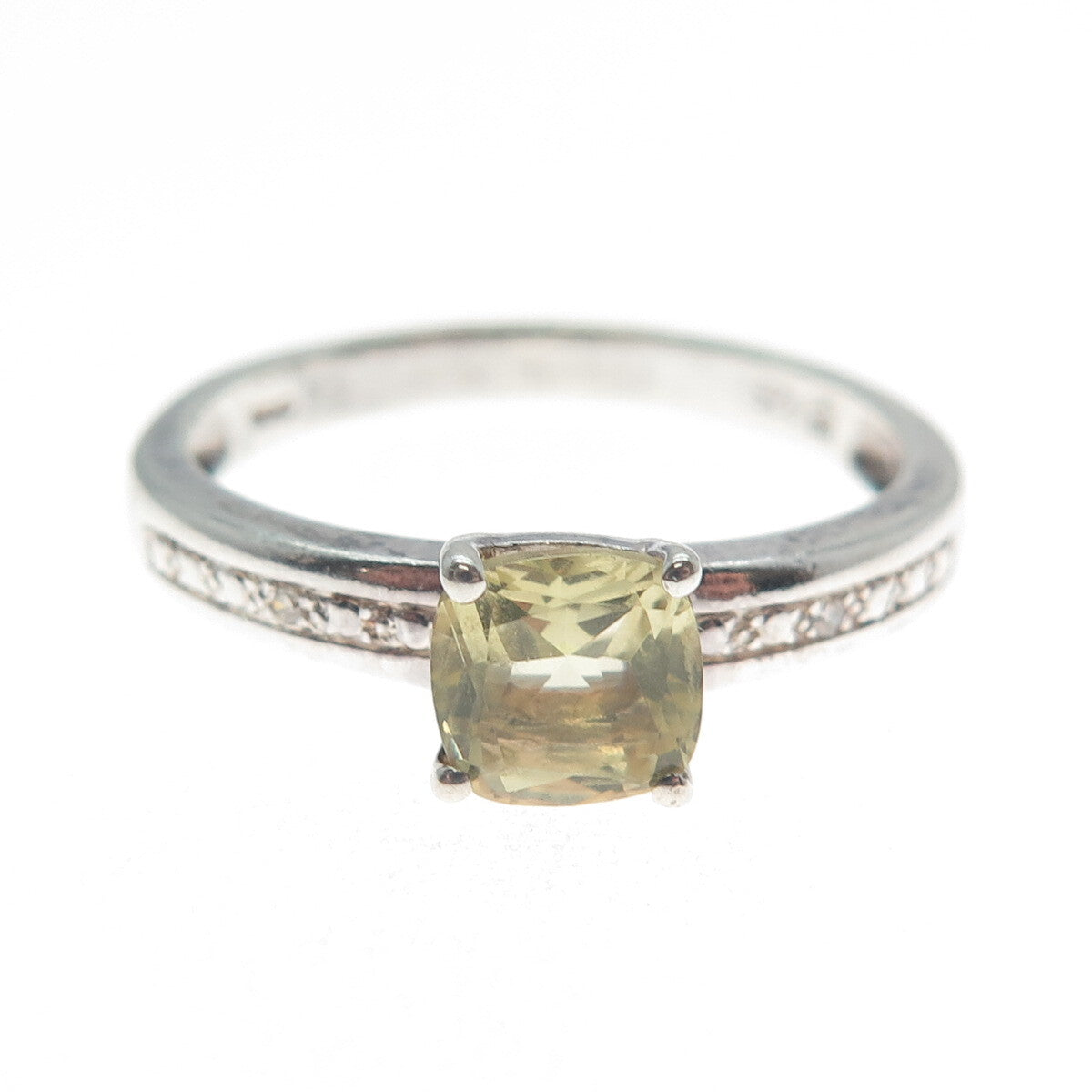 MICHELLE ALBALA 925 Sterling Real Diamond Accent & Lemon Citrine Ring Size 10.25