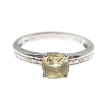 MICHELLE ALBALA 925 Sterling Real Diamond Accent & Lemon Citrine Ring Size 10.25