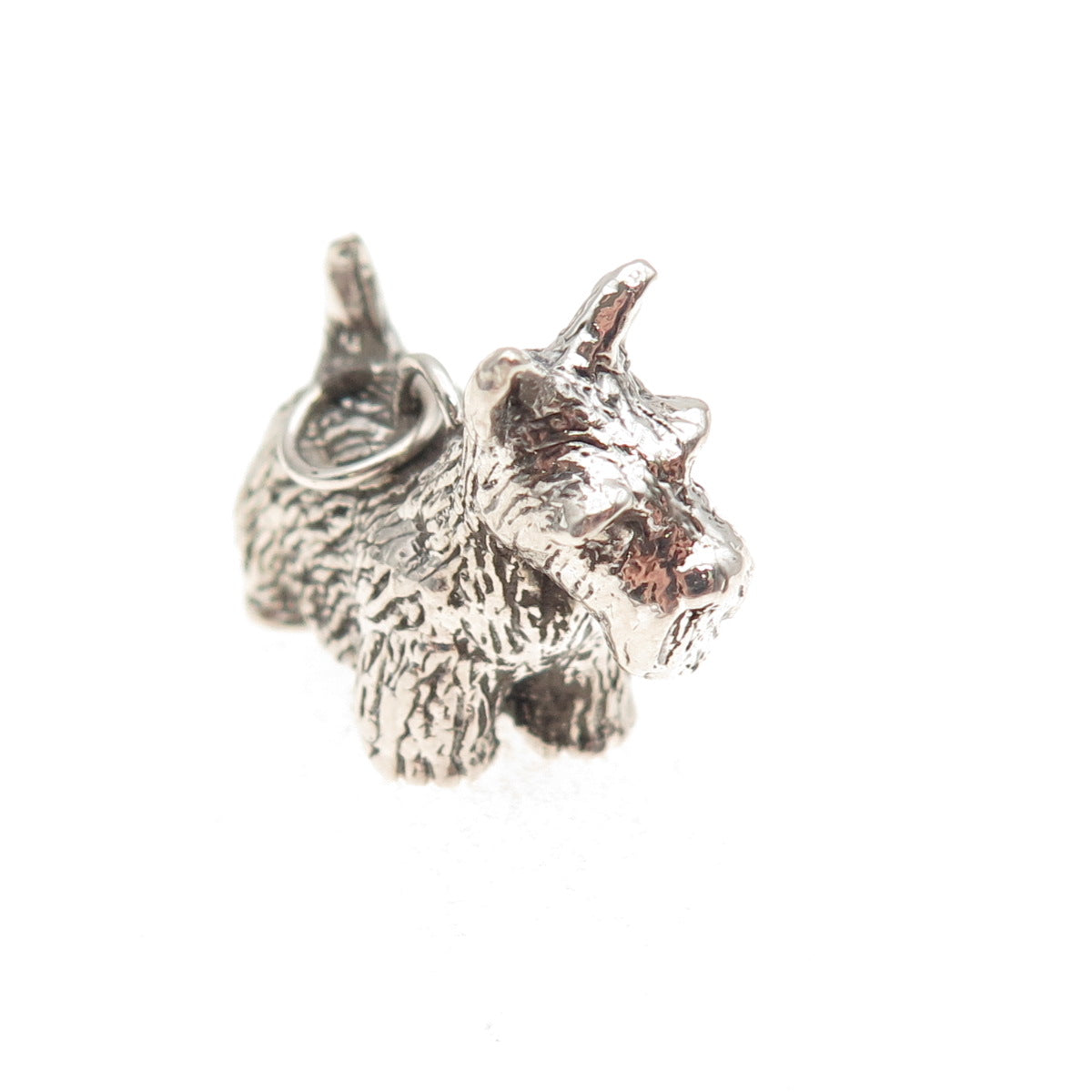 925 Sterling Silver Vintage Scottish Terrier Dog Hollow 3D Charm Pendant