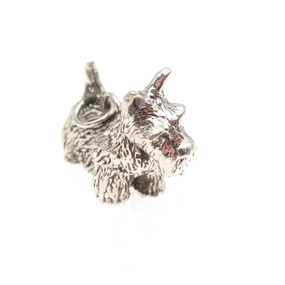 925 Sterling Silver Vintage Scottish Terrier Dog Hollow 3D Charm Pendant