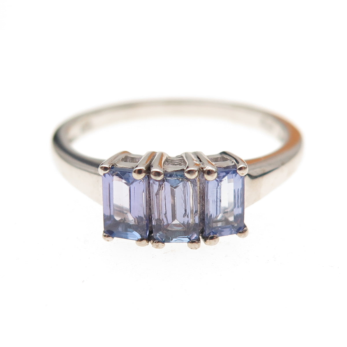 Chuck Clemency 925 Sterling Silver Real Emerald-Cut Tanzanite Ring Size 7.25
