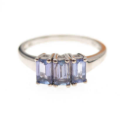 Chuck Clemency 925 Sterling Silver Real Emerald-Cut Tanzanite Ring Size 7.25