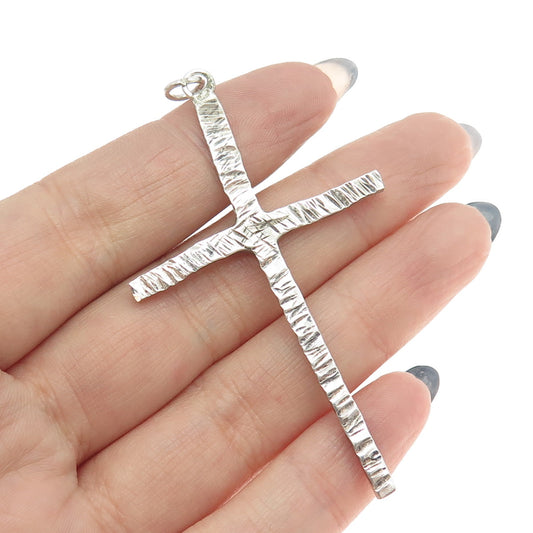 925 Sterling Silver Vintage Modernist Cross Religious Pendant