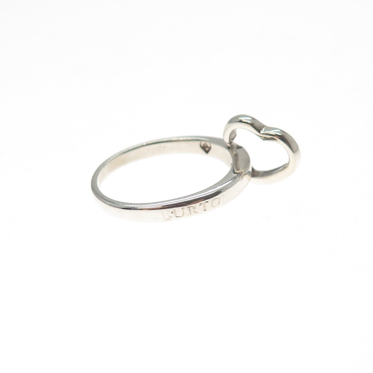 BURTON 925 Sterling Silver Vintage Interlocked Heart Ring Size 7