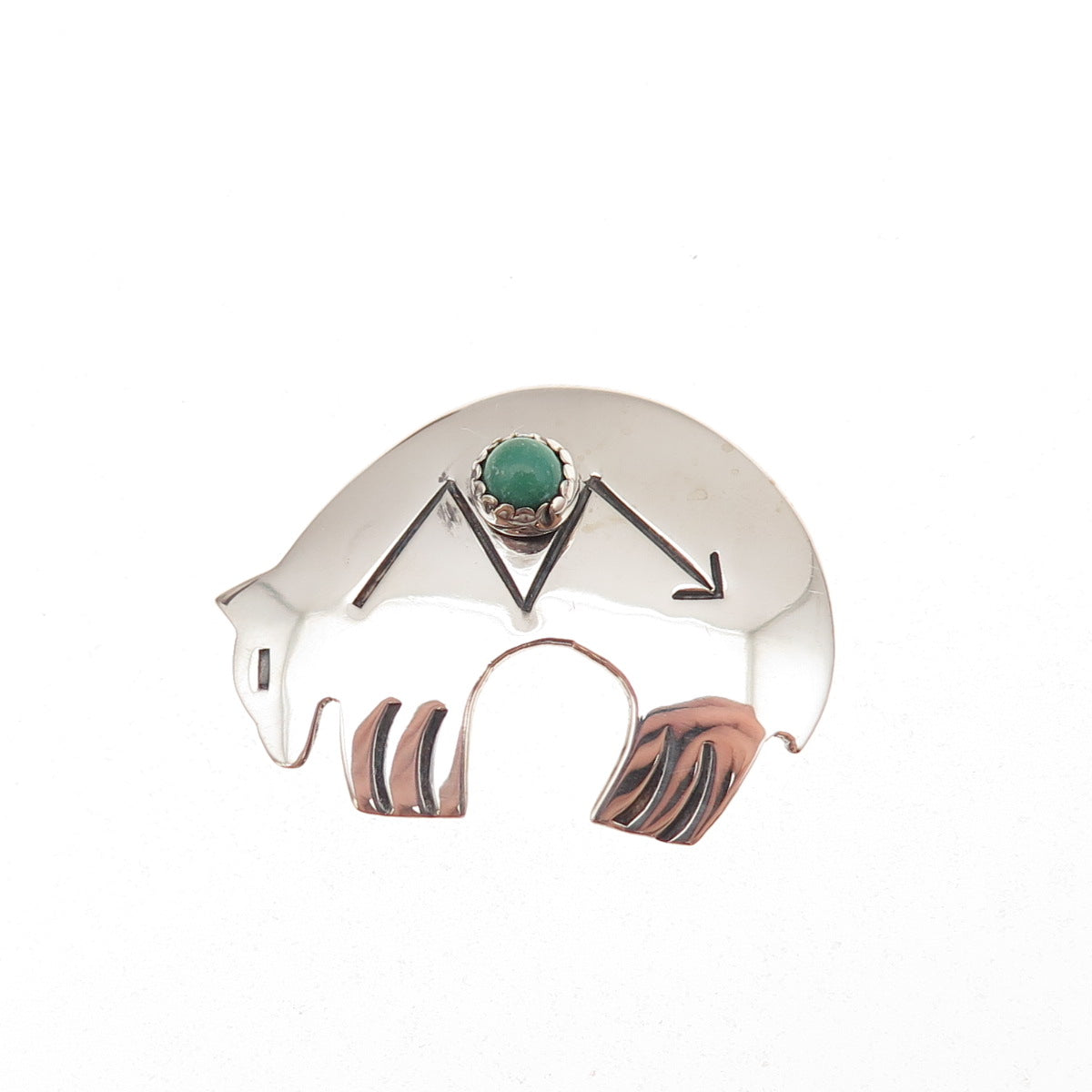 D’Anz Albuquerque Old Pawn 925 Sterling Vintage Turquoise Native Bear Pin Brooch