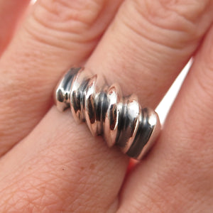 925 Sterling Silver Vintage Mexico Modernist Oxidized Ring Size 8