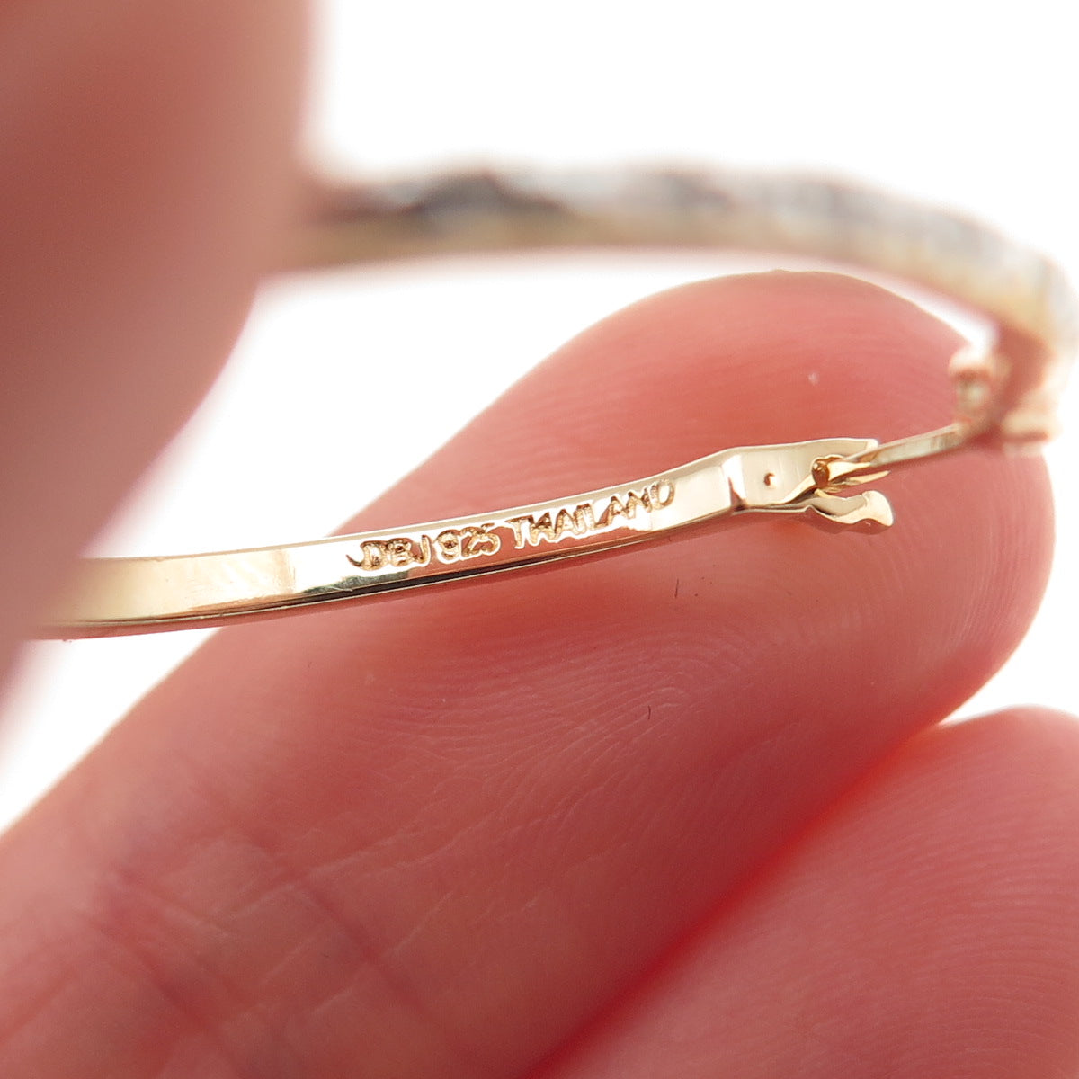 DBJ Dee Berkle 925 Sterling Silver Gold Plated Real Diamond Hoop Earrings