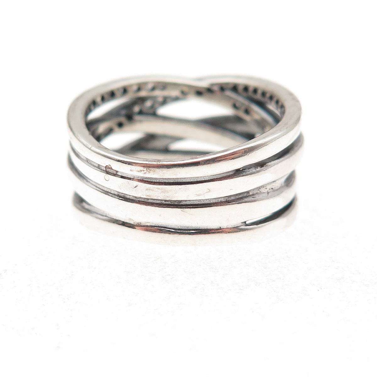Pandora 925 Sterling Silver Round-Cut C Z Sparkling Lines Ring Size 6.25